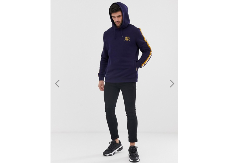 River Island hoodie with side tape in navy